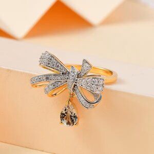 AAA Turkizite and Moissanite Love Knot Ring Size 5